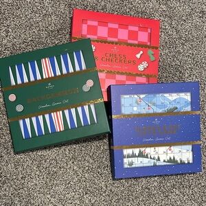 Wooden Game Set Trio - Backgammon, Chess & Checkers, Slopes & Ski Lifts